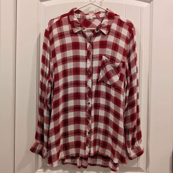 Maurices Tops - 3 For $18 Maurices Red and White Plaid Shirt